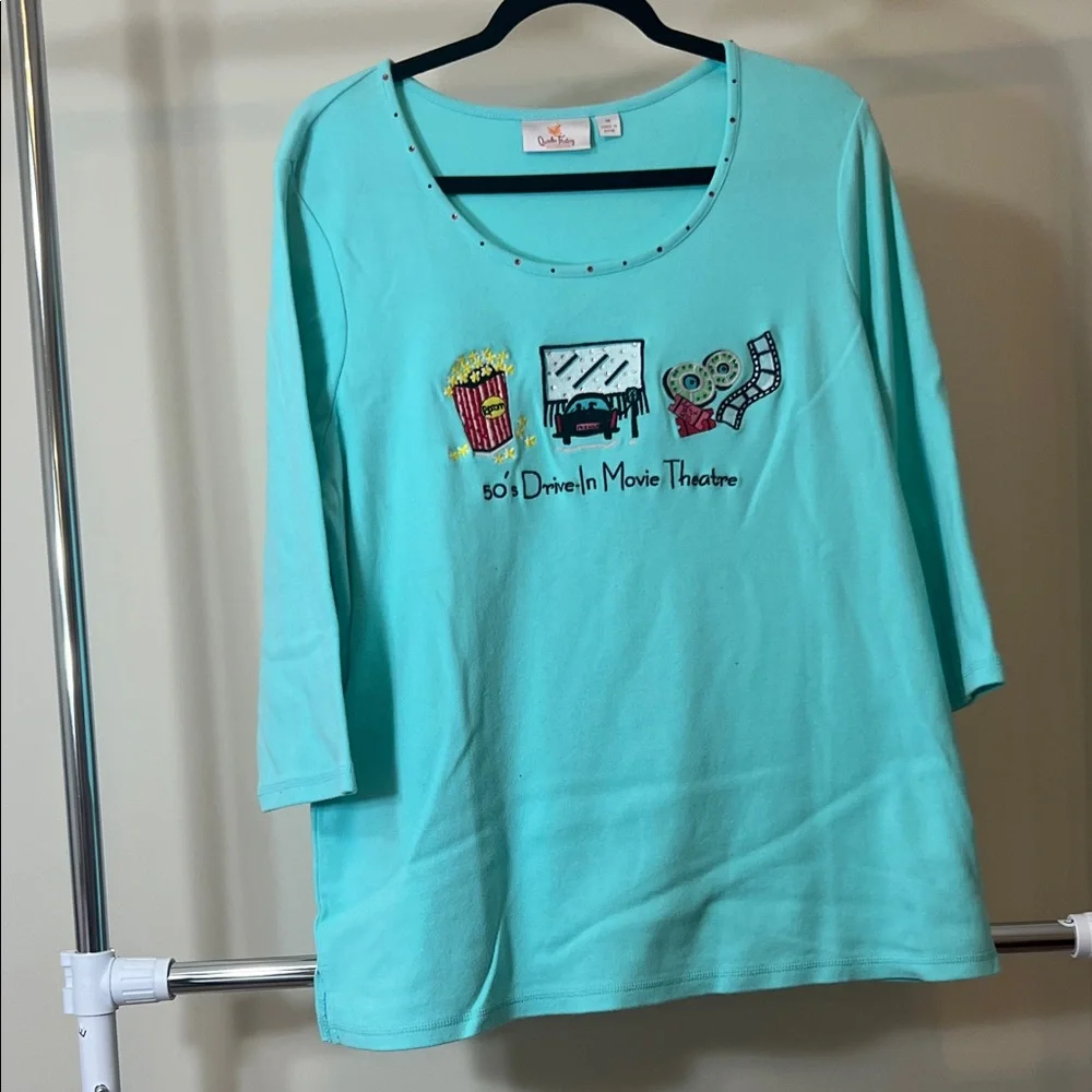 Aqua Women's 50s Drive-In Movie Theatre Top - Picture 1 of 2